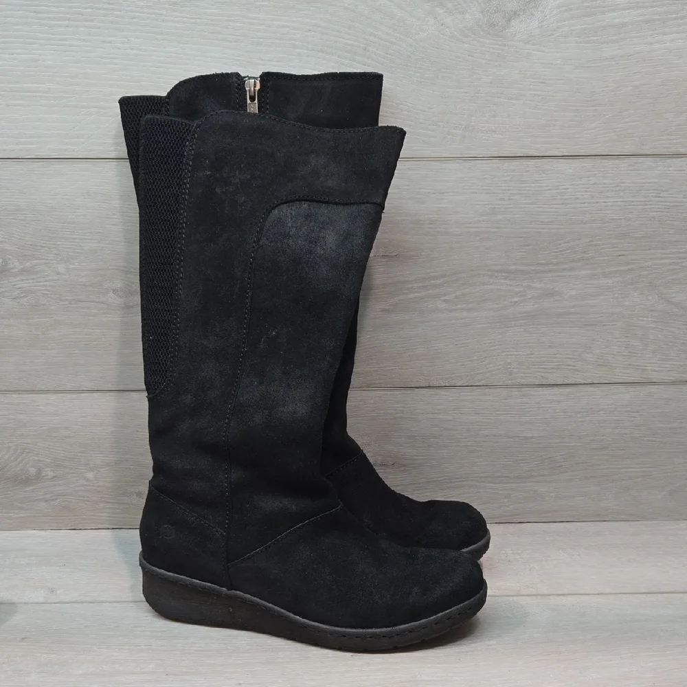 Born Black Women's Brandenbu TallWedge Boots Shoes Sz 8